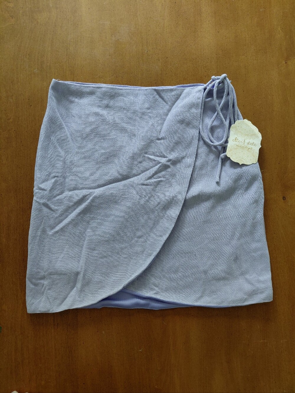 Altar'd State Lilac Lavender Wrap Front Linen Blend Mini Skirt NWT Size XS